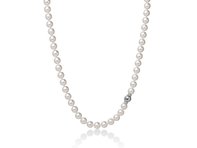 MILUNA | Filo di Perle Akoya 45 cm con chiusura in oro bianco e diamanti | PCL5708