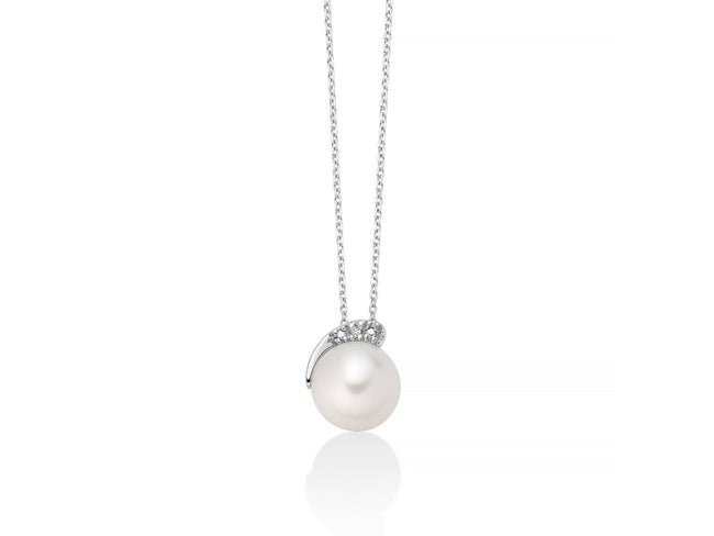 MILUNA | Collana di perla e diamante con dettaglio in oro bianco | PCL6554