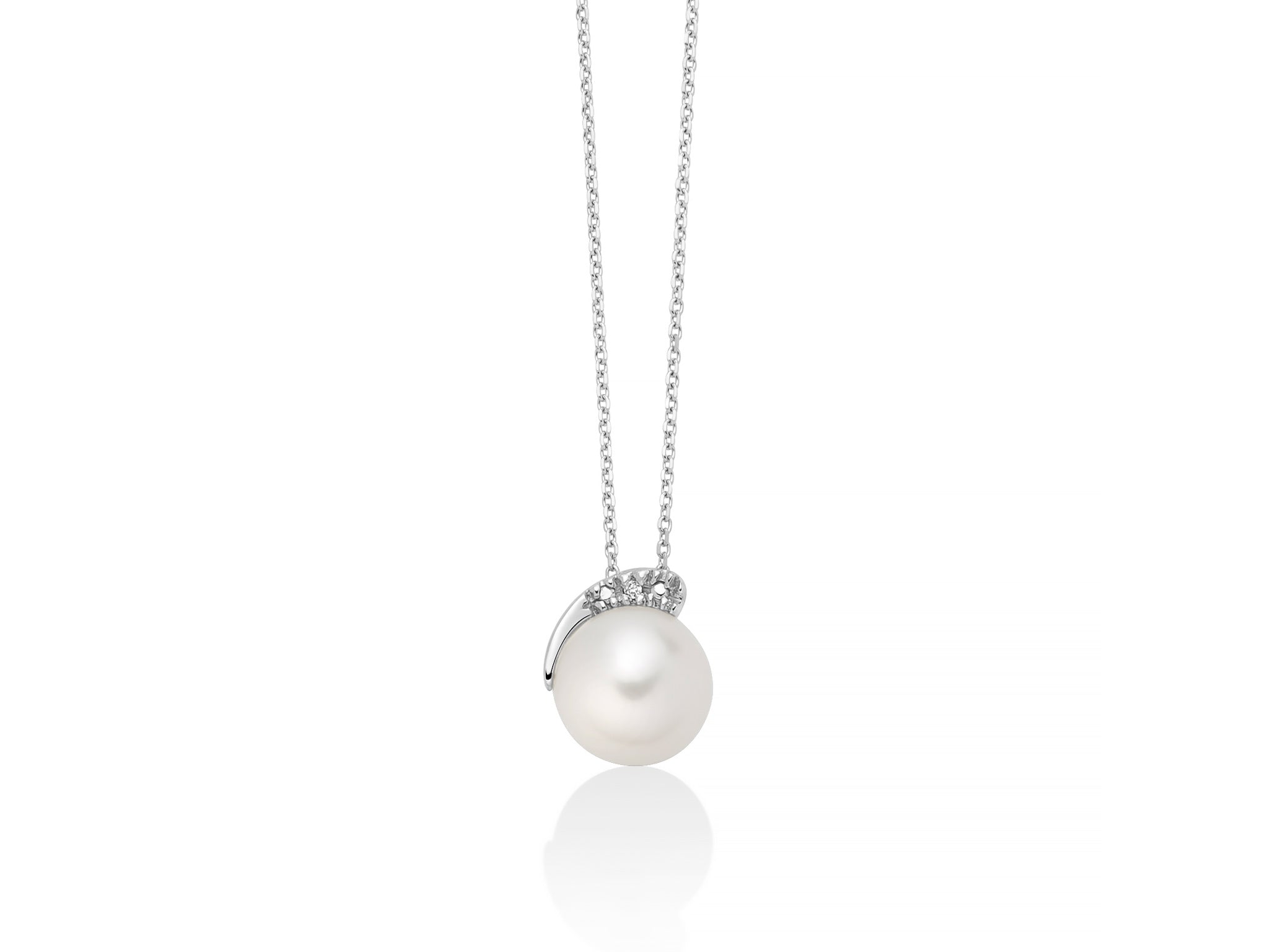 MILUNA | Collana di perla e diamante con dettaglio in oro bianco | PCL6554