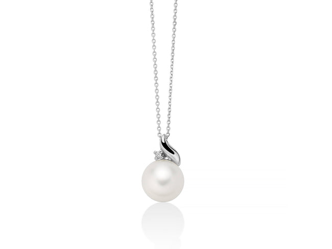MILUNA | Collana di perle Oriente con motivo a onda in oro bianco e diamante | PCL6556