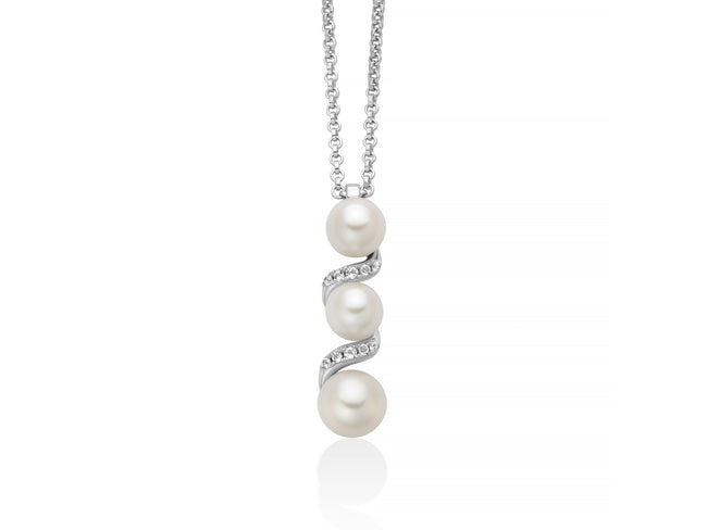 MILUNA | Collana Eclissi con pendente di perle Oriente e lavorazione in argento e topazi | PCL6761