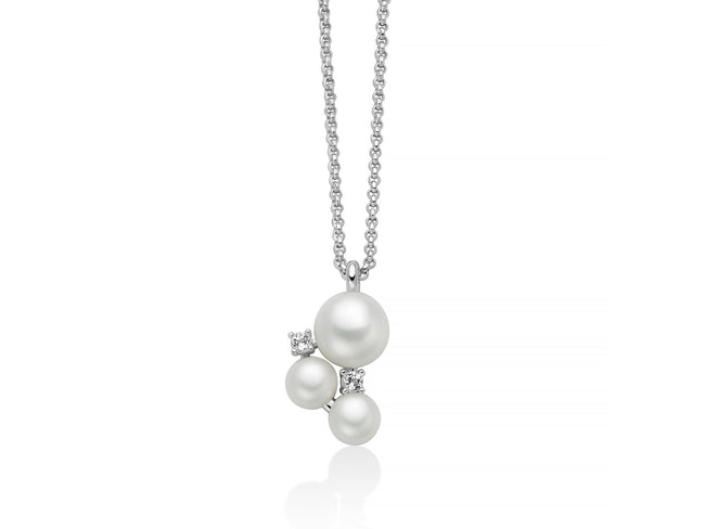 MILUNA | Collana Andromeda con pendente di tre perle Oriente e topazi bianchi | PCL6797