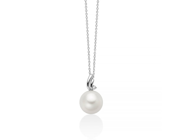 MILUNA | Collana di perla e diamante con dettaglio in oro bianco | PCL6841