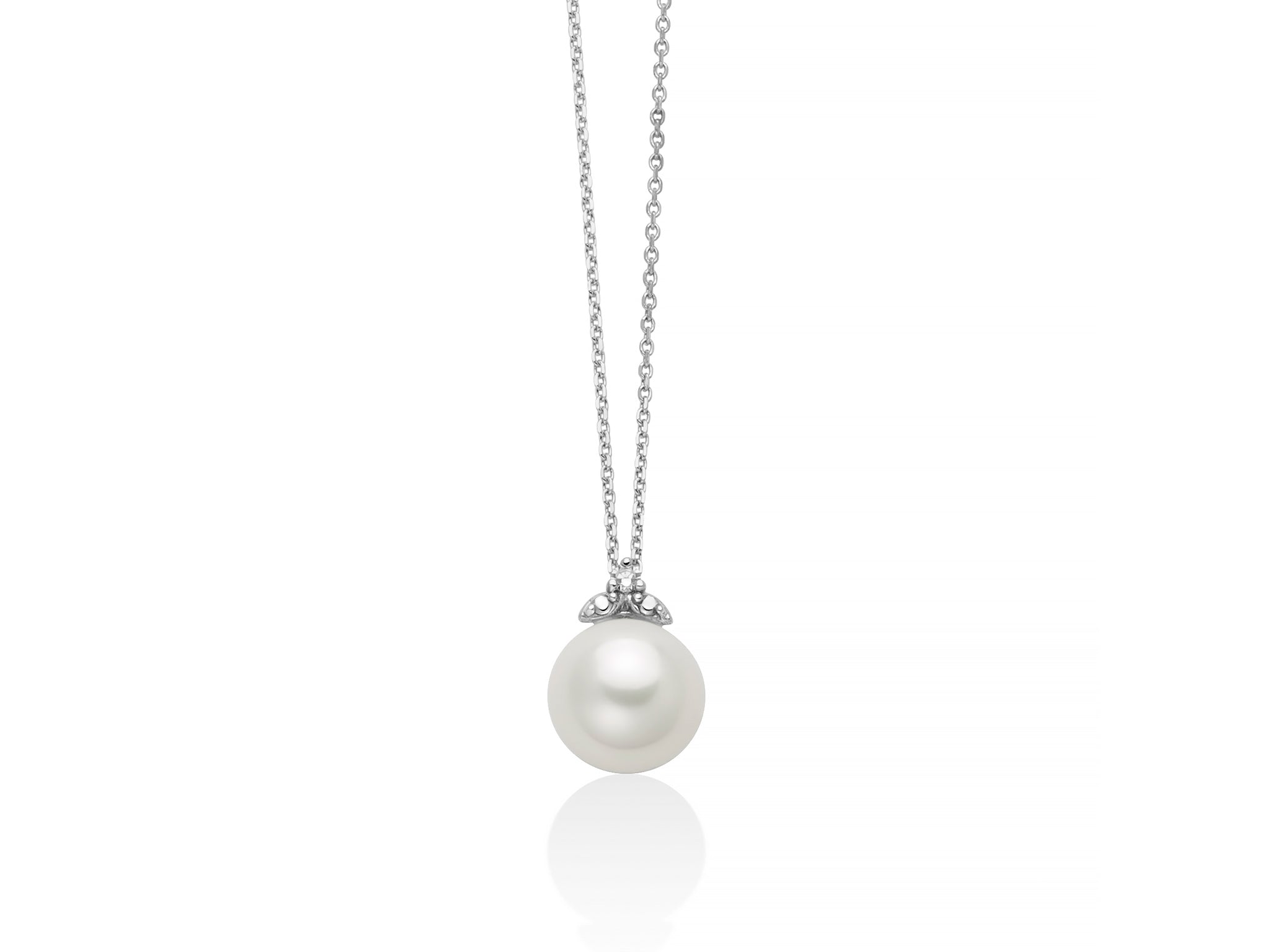 MILUNA | Collana di perla e diamante con dettaglio in oro bianco | PCL6844