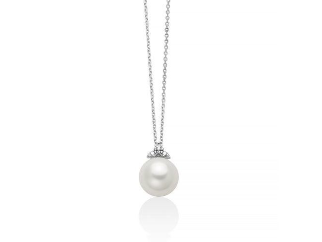 MILUNA | Collana di perla e diamante con dettaglio in oro bianco | PCL6844