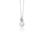 MILUNA | Collier Venere con perla Oriente e lavorazione in argento e topazi bianchi | PCL6865