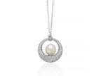 MILUNA | Collier Venere con pendente in argento, perla Oriente e pavé di topazi bianchi | PCL6870