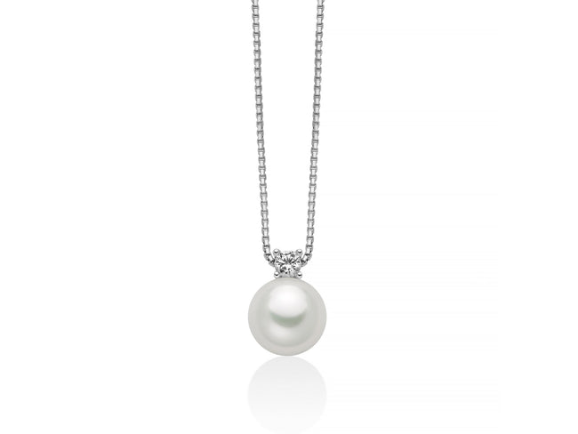 MILUNA | Collana Eva in argento con perla Oriente 8,5-9 mm illuminata da un topazio bianco | PCL6886
