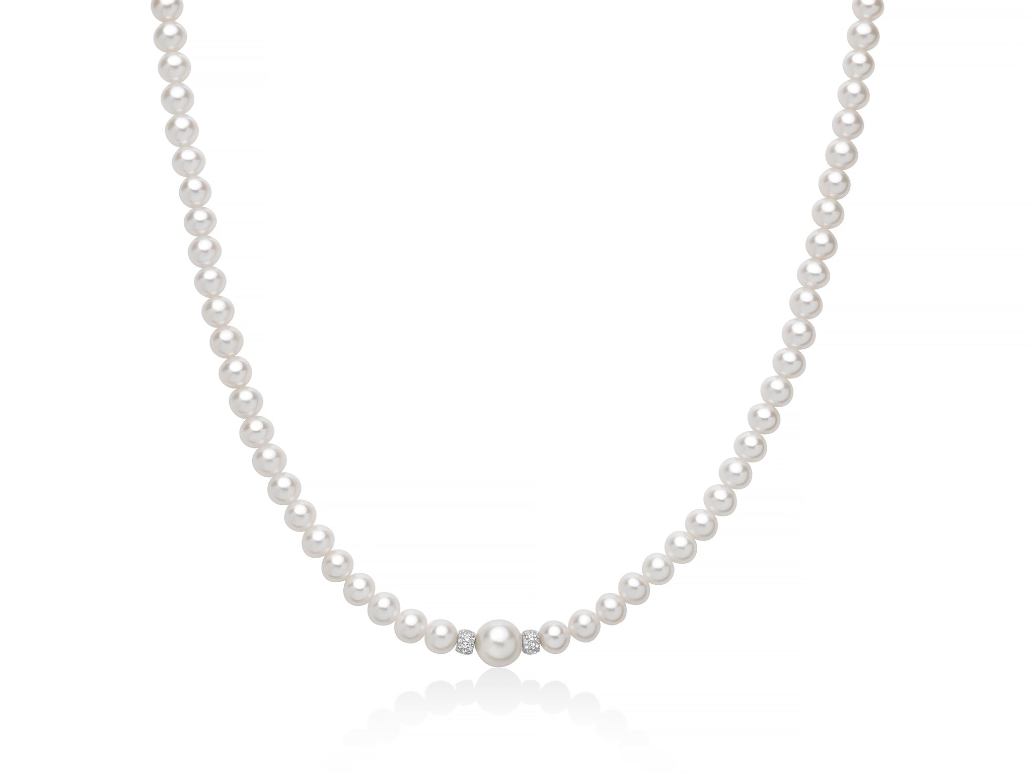 MILUNA | Collana di perle Oriente collezione Venere con boule in argento e topazi bianchi | PCL6897