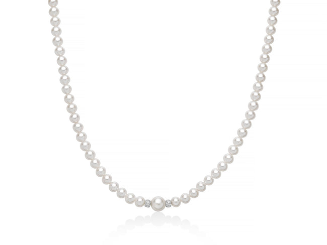 MILUNA | Collana di perle Oriente collezione Venere con boule in argento e topazi bianchi | PCL6897