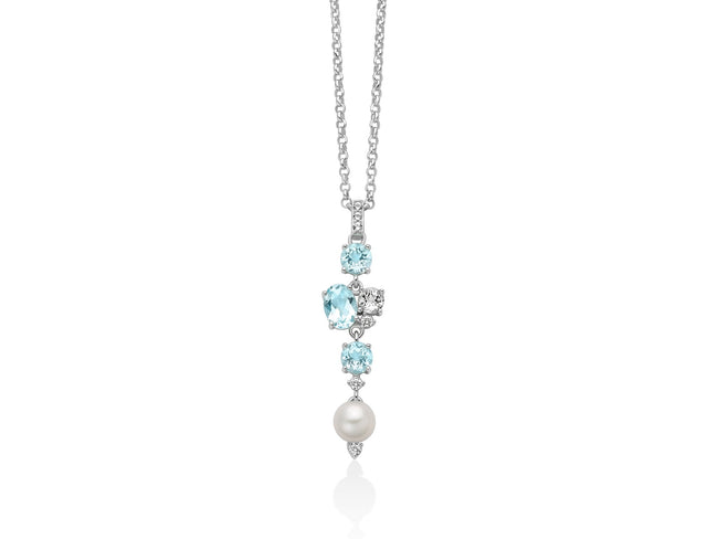 MILUNA | Collana Celestia con pendente di perla Oriente e Gemma del Cielo | PCL6916