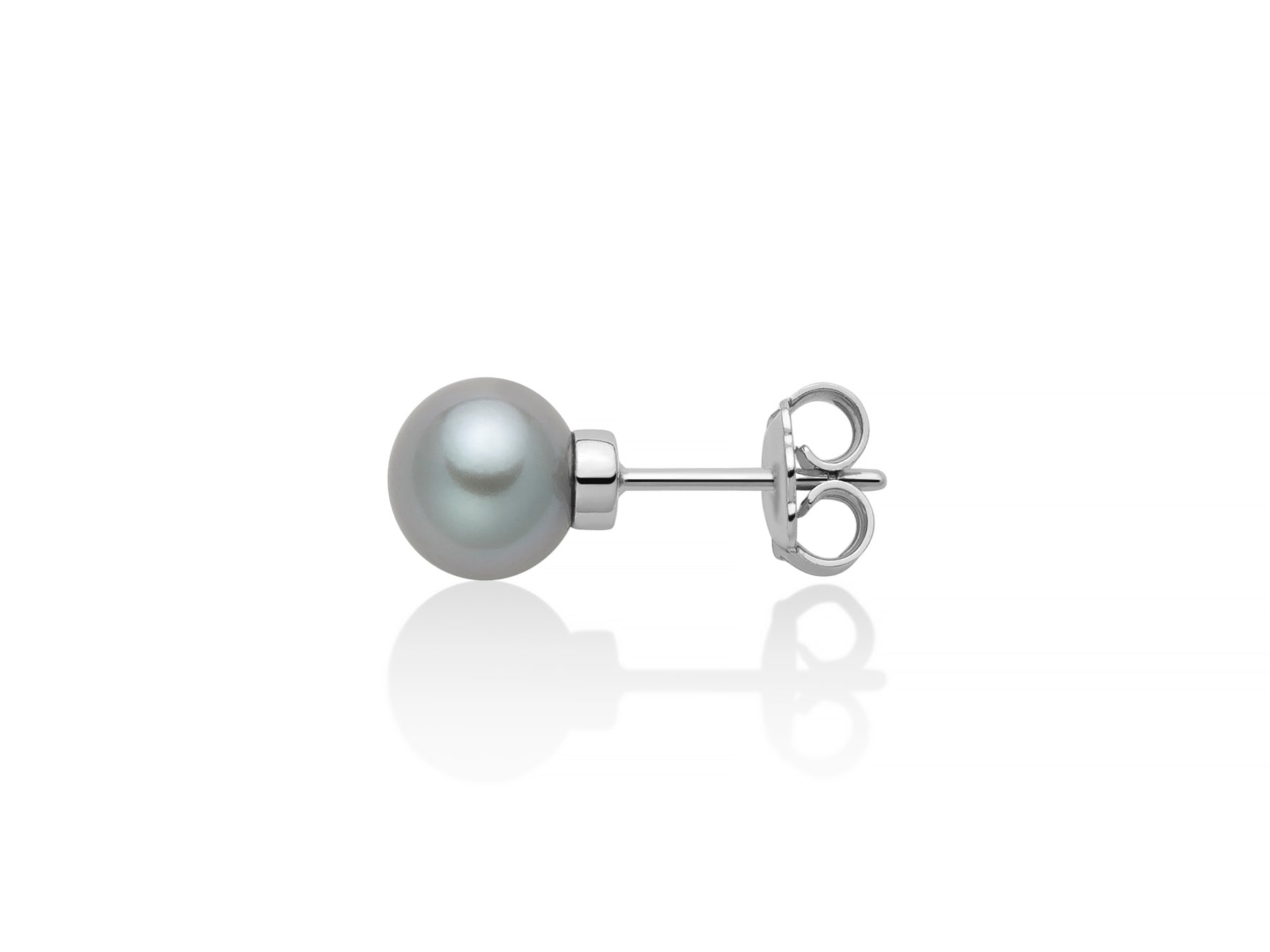 MILUNA UOMO | Orecchino in argento con perla grigia grande | PER2691
