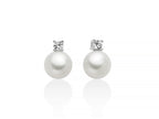 MILUNA | Orecchini Eva in argento con perla Oriente 8,5-9 mm illuminata da un topazio bianco | PER2946