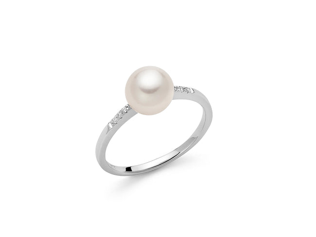 MILUNA | Anello Perla E Diamanti in oro bianco | PLI1594