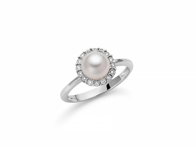MILUNA | Anello Oro Perla E Diamanti | PLI1632