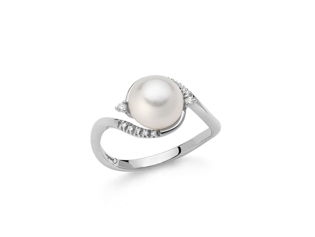 MILUNA | Anello con perla Oriente circondata da oro bianco e diamanti | PLI1652