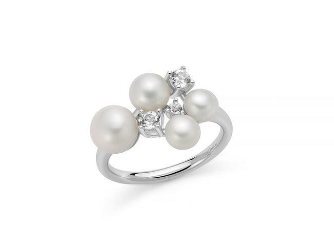 MILUNA | Anello Andromeda con quattro perle Oriente e topazi bianchi | PLI1740M16