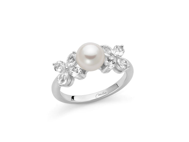 MILUNA | Anello Anastasia con perla Oriente e topazi taglio goccia | PLI1749M12