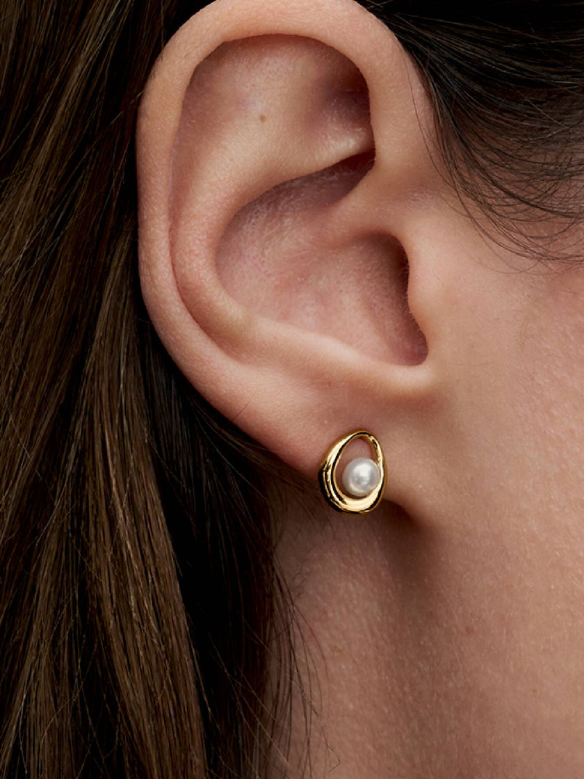 PANDORA ESSENCE | Orecchini Linea Sinuosa Ovale con Perla d'Acqua Dolce Coltivata | 263295C01