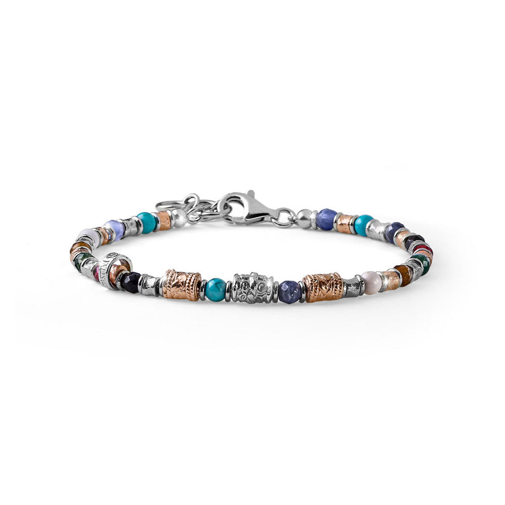 MARIA CRISTINA STERLING | BRACCIALE UOMO COLLEZIONE SIENA ARGENTO E MIX PIETRE NATURALI | G4021/19