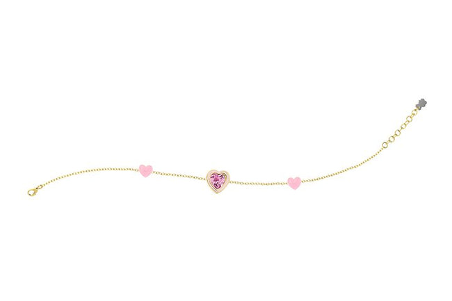 NANAN | Bracciale Cuori Rosa e Pietra Brillante | NAN0462