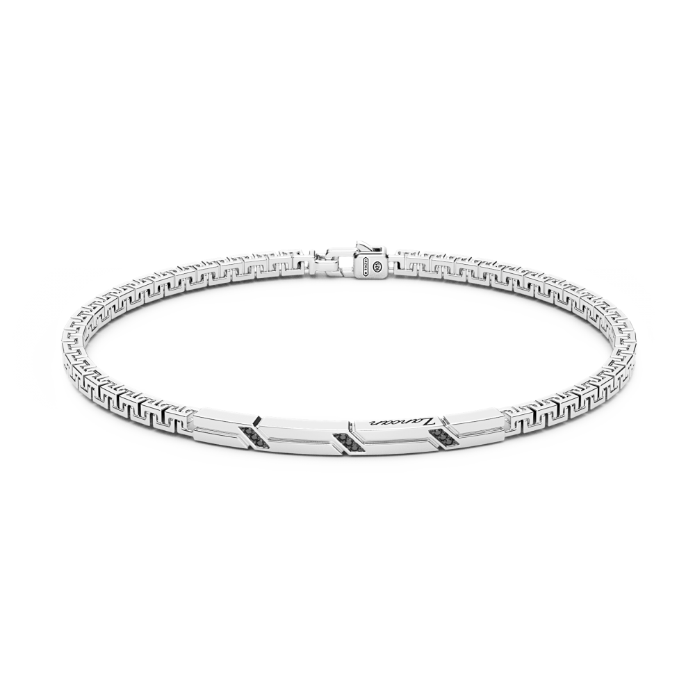 Zancan | Insignia 925 Bracciale in argento con targa e pietre nere | EXB728