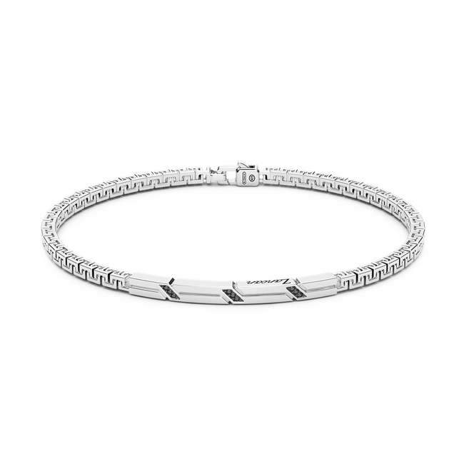Zancan | Insignia 925 Bracciale in argento con targa e pietre nere | EXB728