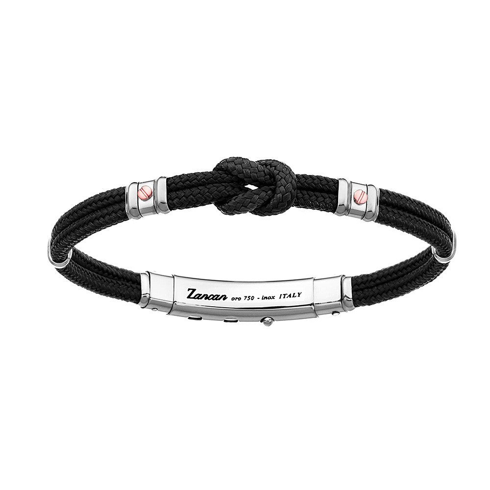 Zancan | Regata Bracciale in kevlar con nodo nautico e viti in oro rosa | EXB475MR-NE