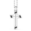 Zancan | Insignia 925 Collana in argento con pendente a croce e pietre nere | EXC488