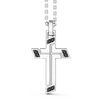 Zancan | Insignia 925 Collana in argento con pendente a croce e pietre nere | EXC488