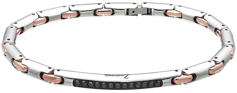 Zancan | Hi-Teck Bracciale in acciaio con pietre nere | EHB073