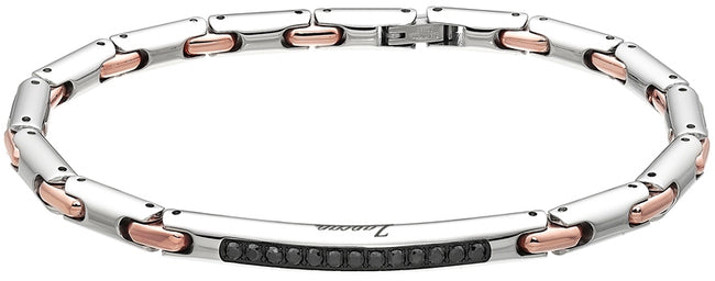 Zancan | Hi-Teck Bracciale in acciaio con pietre nere | EHB073