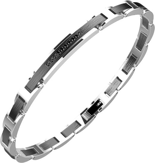 Zancan | Hi-Teck 1.0 Bracciale in acciaio e pietre nere | EHB357