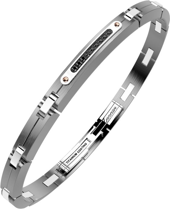 Zancan | Hi-Teck Bracciale in acciaio con pietre nere | EHB439