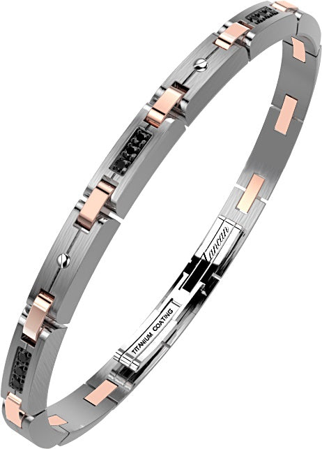 Zancan | Hi-Teck Bracciale in acciaio con pietre nere | EHB445