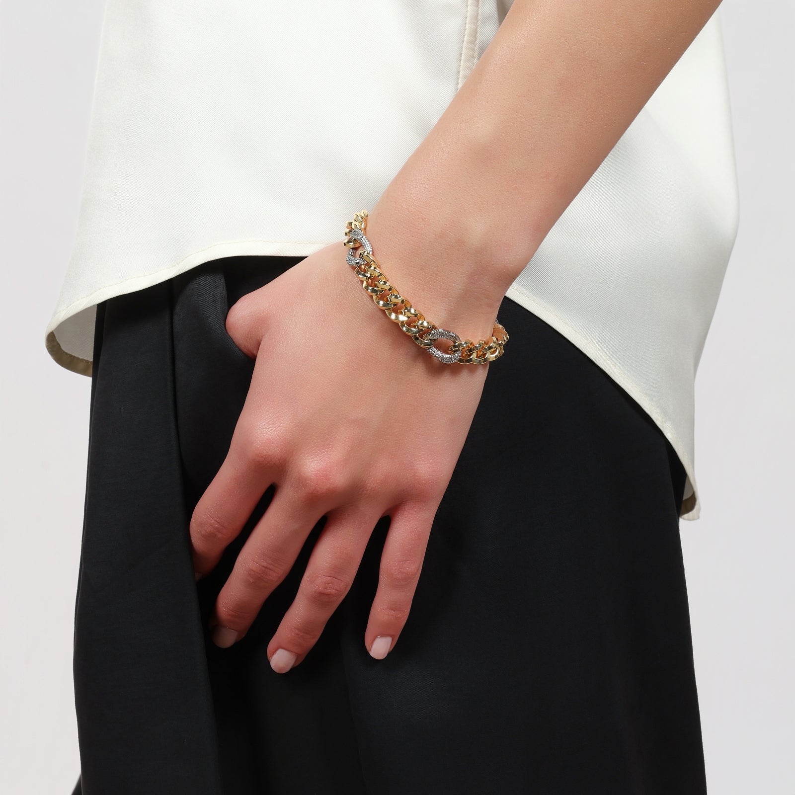 UNOAERRE | Bracciale bicolore grumetta e zirconi | 2800