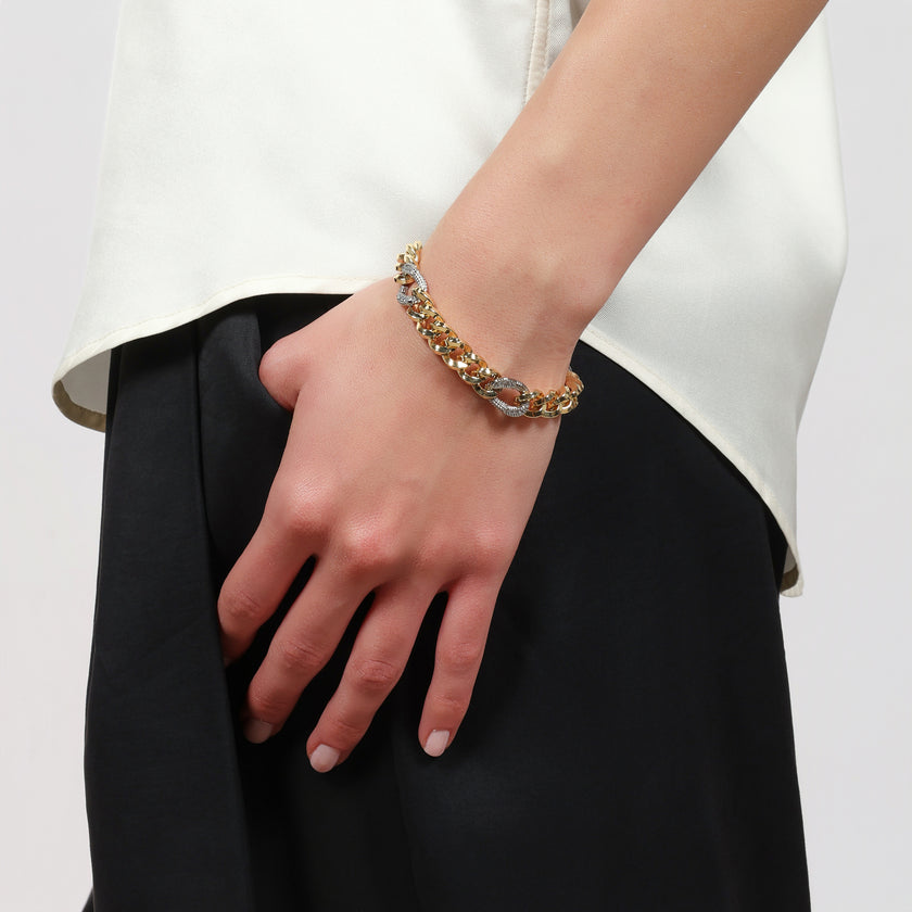 UNOAERRE | Bracciale bicolore grumetta e zirconi | 2800