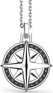 Zancan | Regata Kompass Collana in argento con pendente rosa dei venti e pietre nere | EXC547