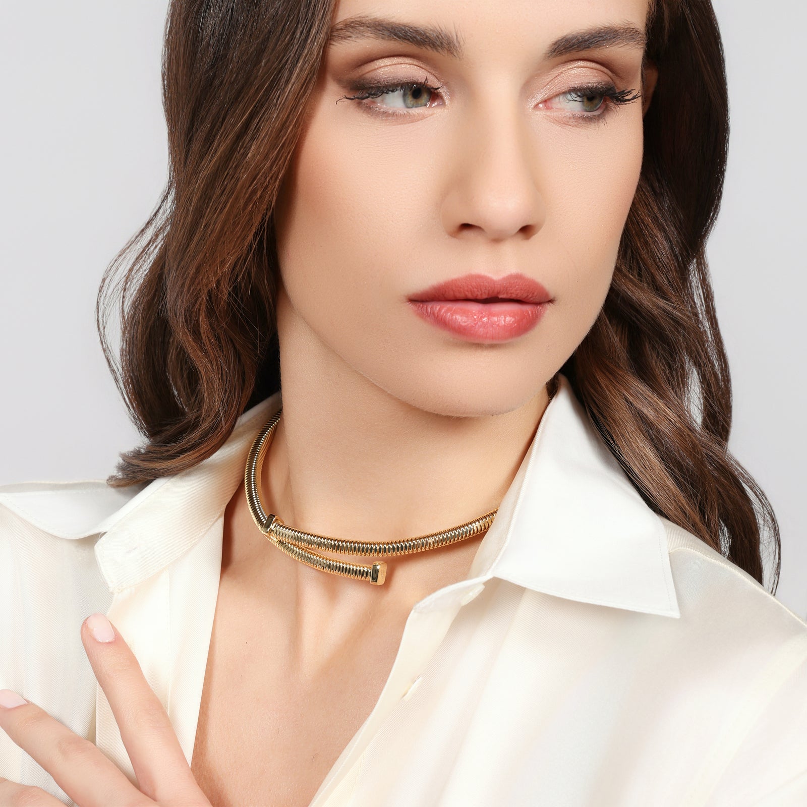 UNOAERRE | Collana contrarié Tubogas dorata | 2858