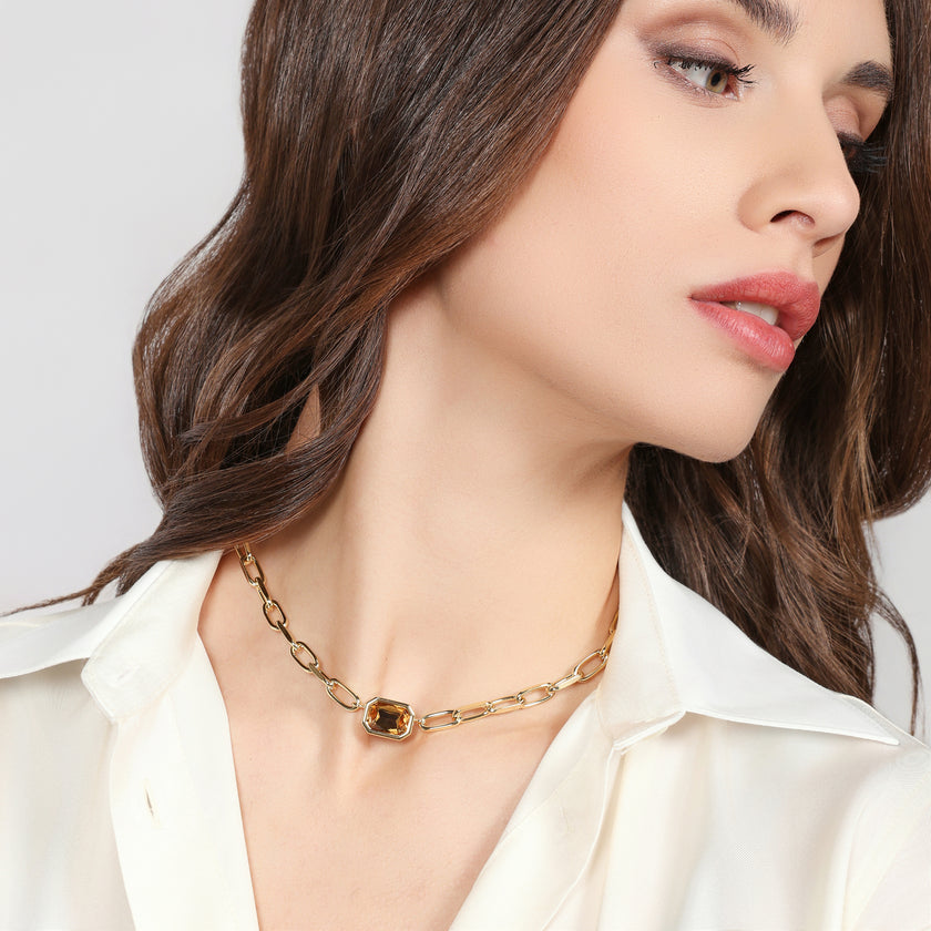 UNOAERRE | Collana catena Joya cristallo giallo | 2831