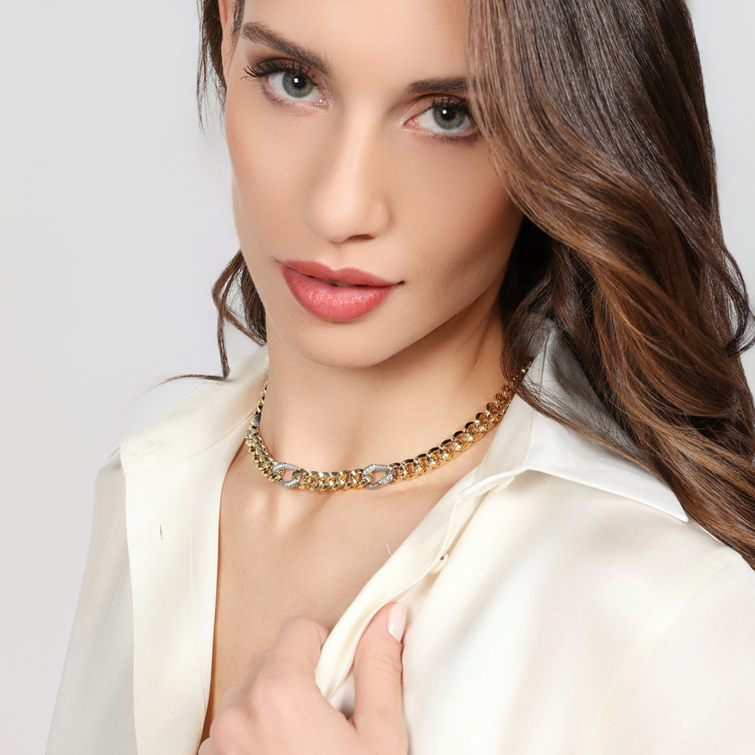 UNOAERRE | Collana bicolore grumetta e zirconi | 2806