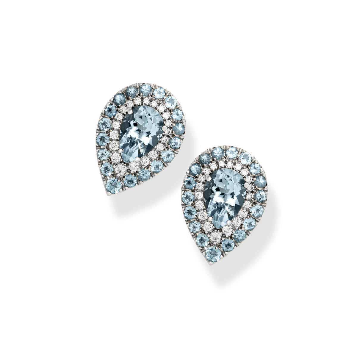 POLELLO | Orecchini platino acquamarina taglio goccia e diamanti | GOCCIAOR/1