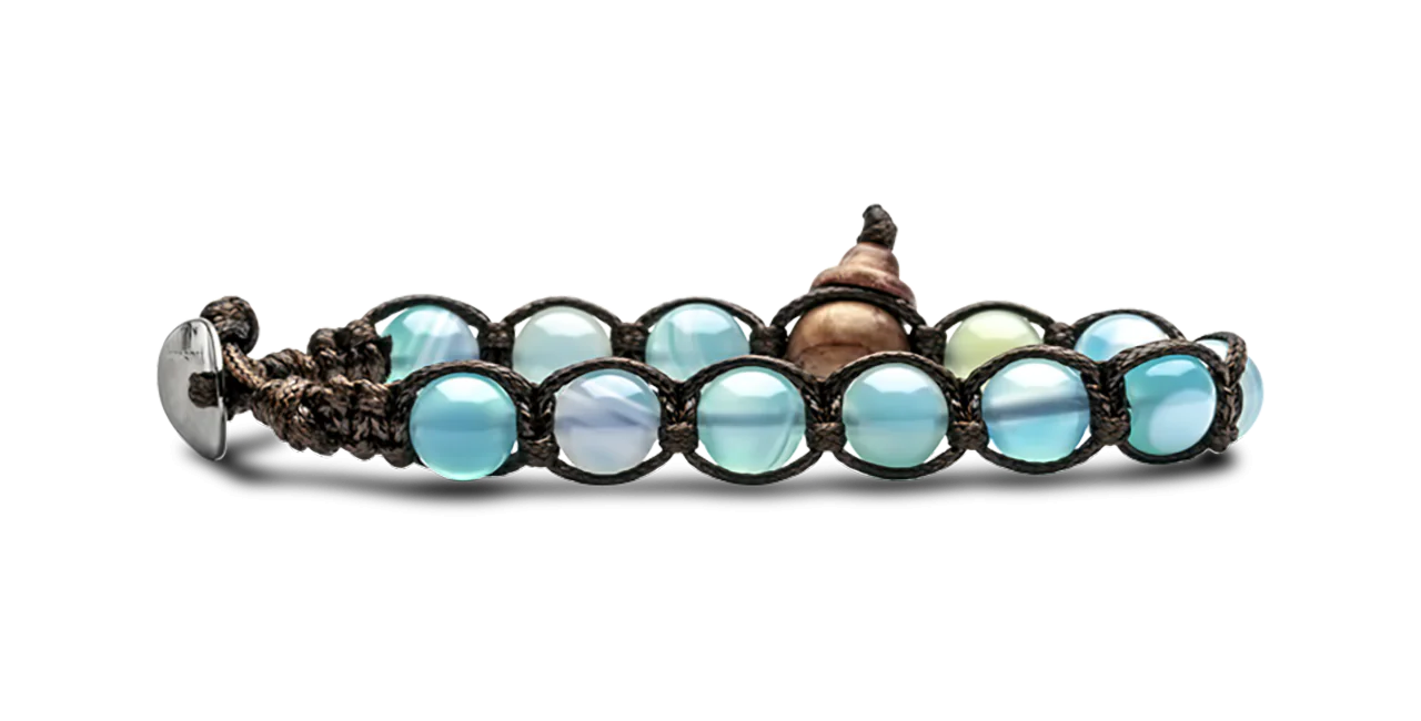 Tamashii® | Bracciale Classico (8mm) Agata Azzurra (Sky) Striata | BHS900-165