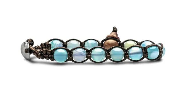 Tamashii® | Bracciale Classico (8mm) Agata Azzurra (Sky) Striata | BHS900-165