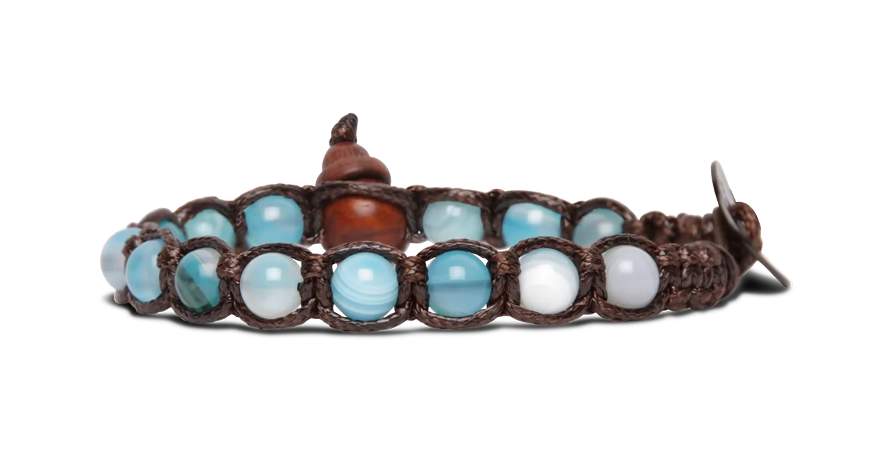 Tamashii® | Bracciale Classico (6mm) Agata Azzurra Striata | BHS601-84