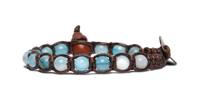 Tamashii® | Bracciale Classico (6mm) Agata Azzurra Striata | BHS601-84