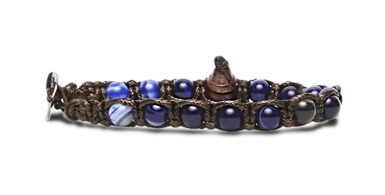 Tamashii® | Bracciale Classico (6mm) Agata Blu Scuro Striata | BHS601-216