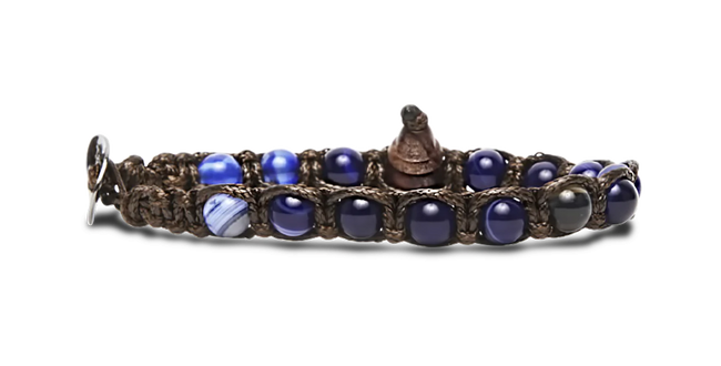 Tamashii® | Bracciale Classico (6mm) Agata Blu Scuro Striata | BHS601-216