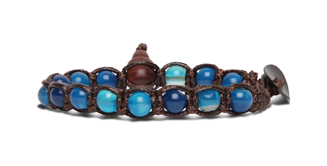 Tamashii® | Bracciale Classico (6mm) Agata Blu Striata | BHS601-141