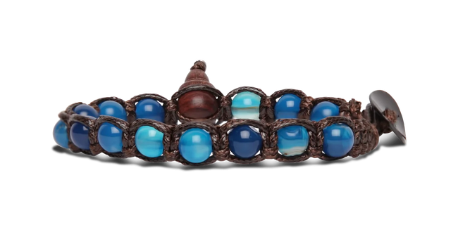 Tamashii® | Bracciale Classico (6mm) Agata Blu Striata | BHS601-141